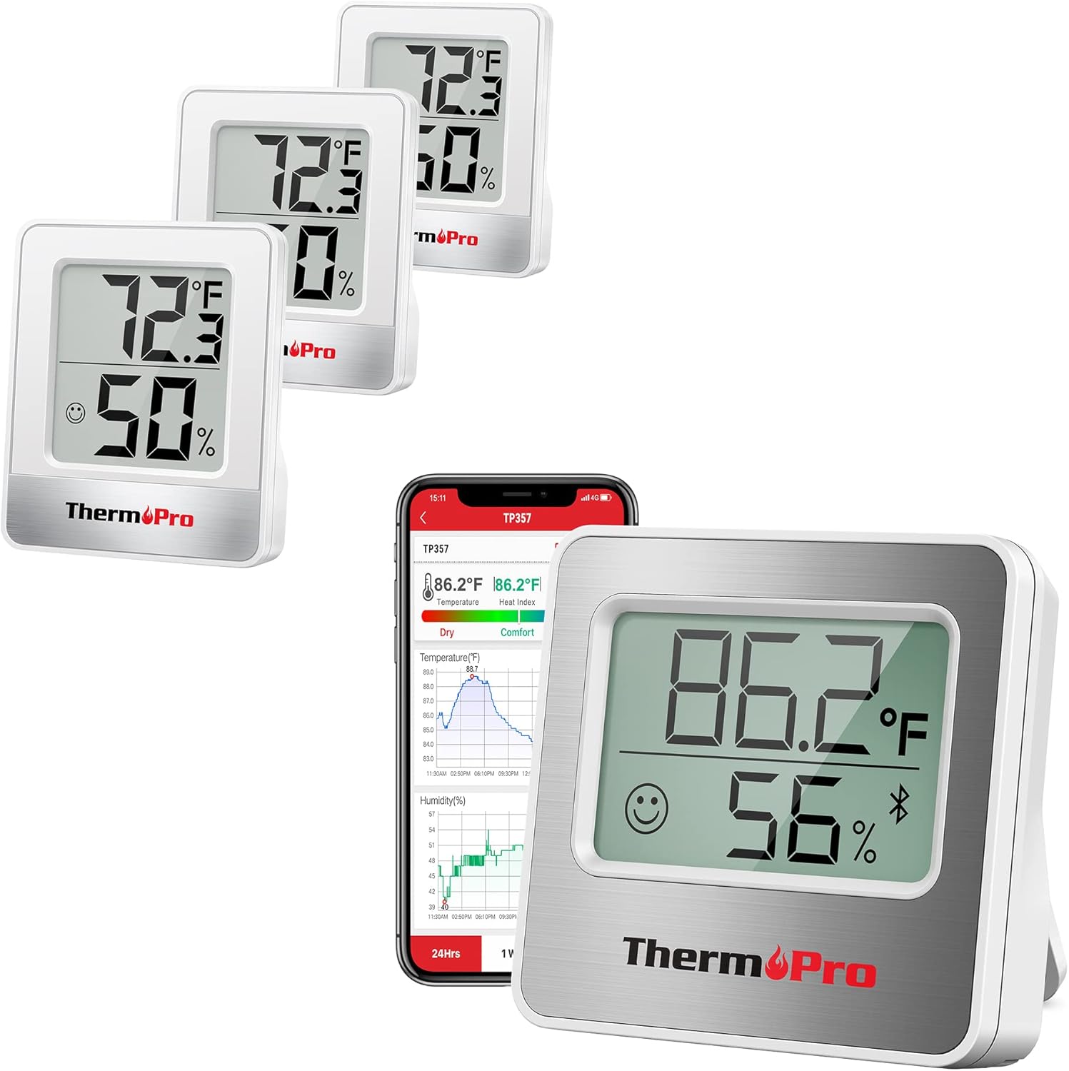 ThermoPro TP49 3 Pieces Digital Hygrometer Indoor