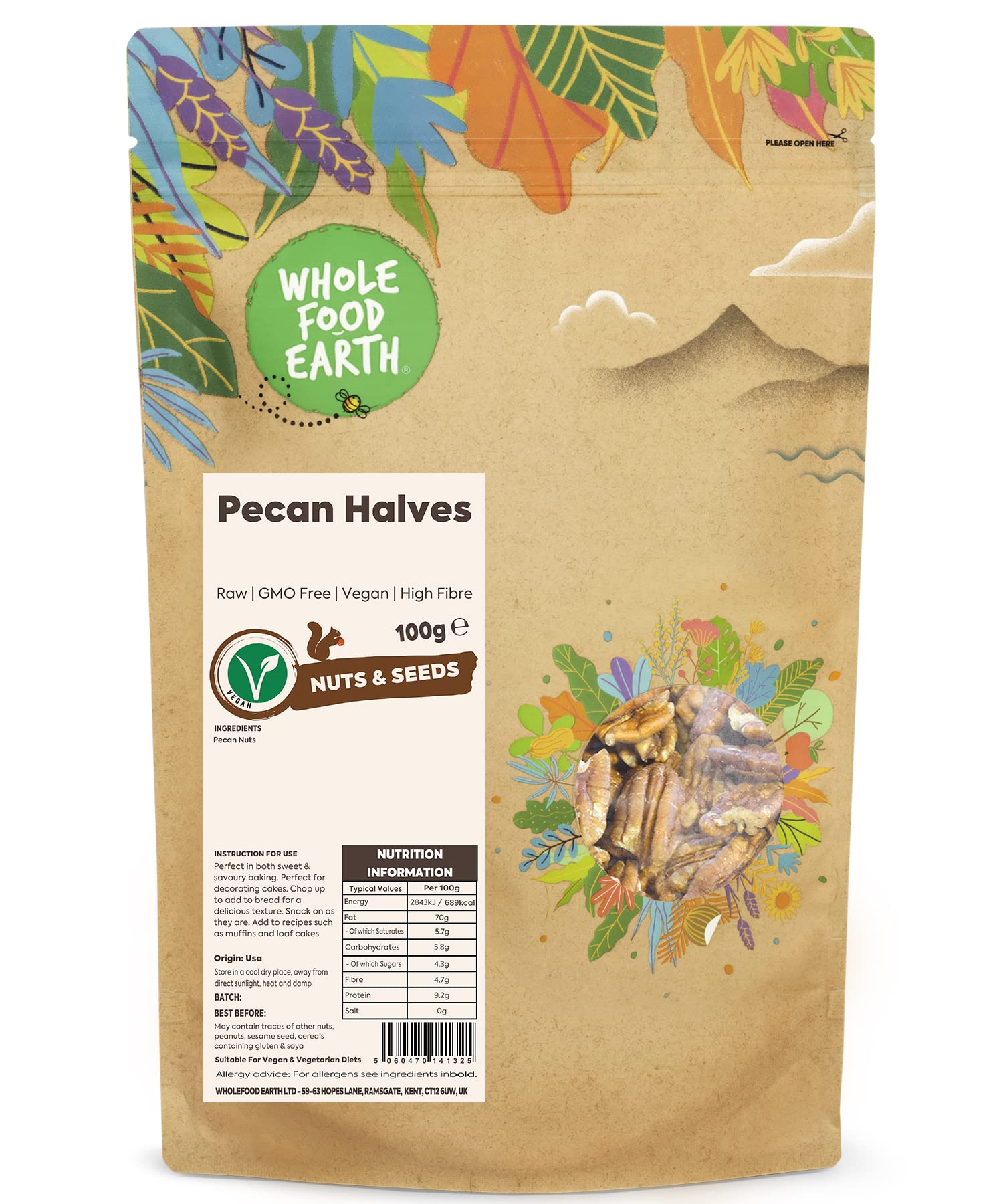 Wholefood Earth - Pecan Halves, 100 g