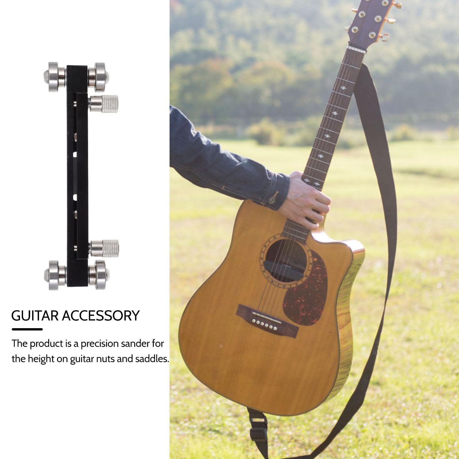 Lijadora de Tuercas para Guitarra Ajustable de Aleación | Aluminio Negro, para Cejuelas y Silletas de Plástico o Hueso, Altura Regulable, Útil en Luthería