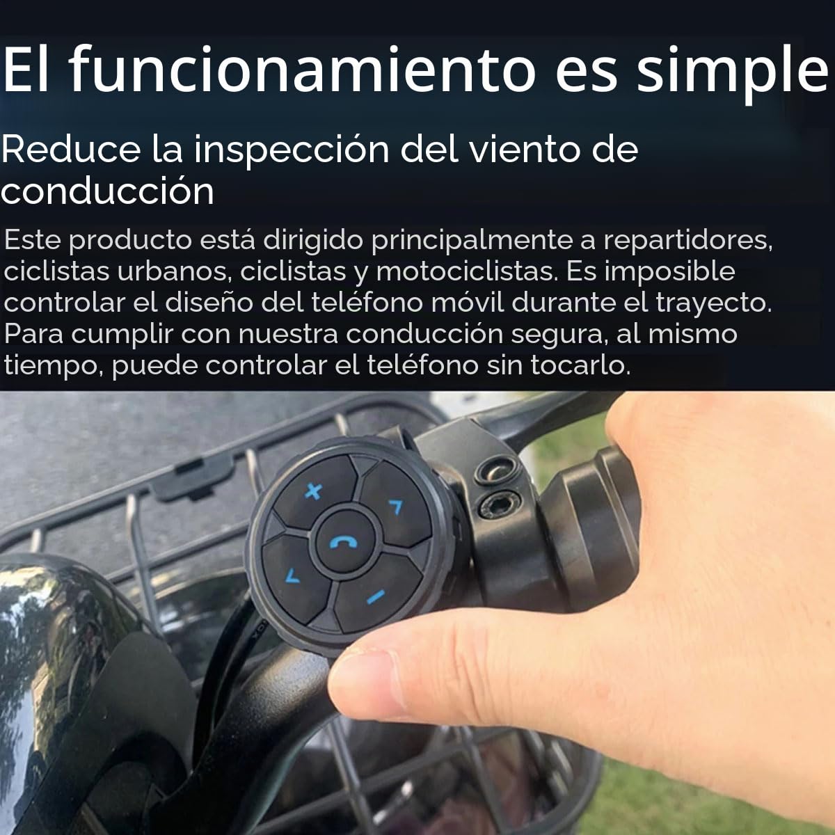 Mando a distancia con botón multimedia, kit de mando inteligente inalámbrico, controlador de teléfono, impermeable IP67, para volante de coche, moto, bicicleta, batería recargable integrada para