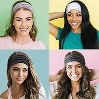 Vista 3 de TERSE Diademas para mujer, 4 pulgadas de ancho, bandas antideslizantes para el cabello, bandas elásticas para el sudor, accesorios para el cabello