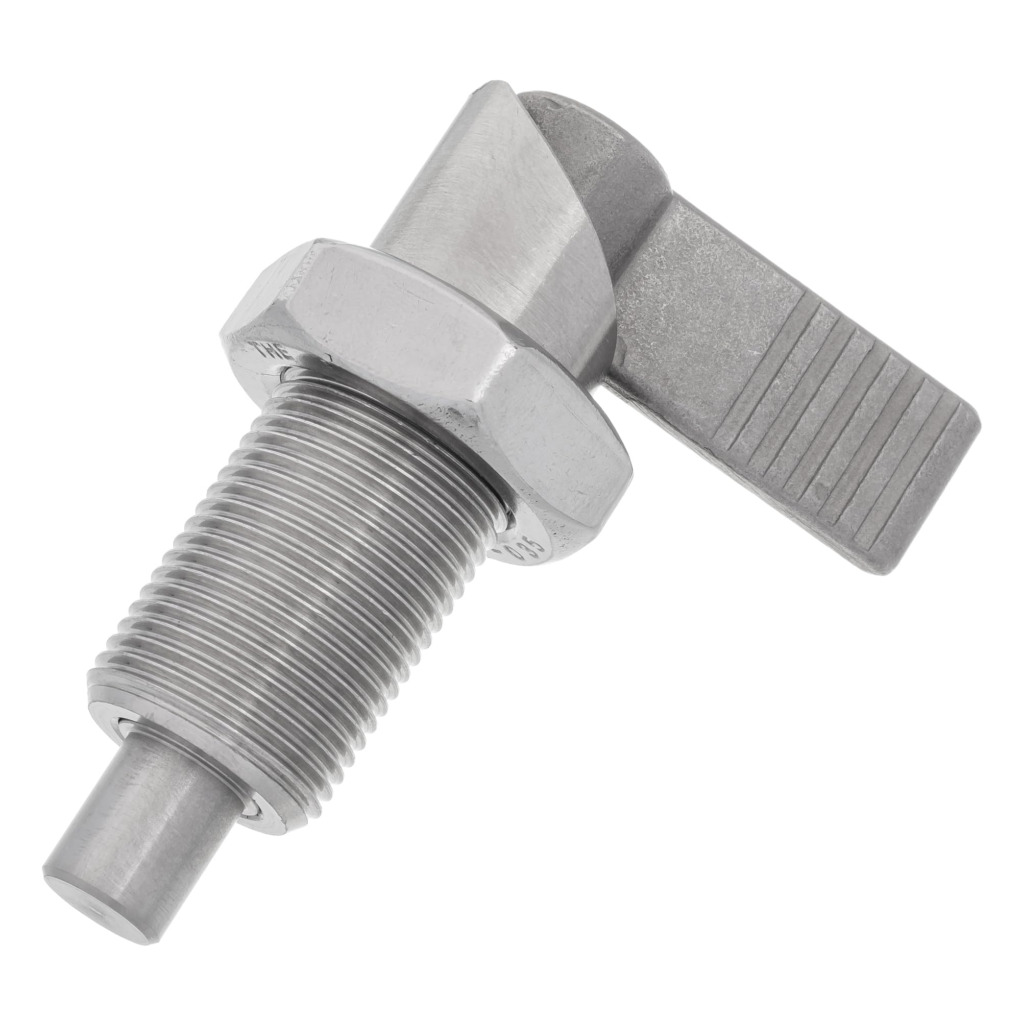 HALLMERS M20 x 1.5 x 37mm Thread 10mm Pin Diameter Lever Indexing Spring Plunger with Stop Notch - Stainless Steel L-Shaped Retractable Locking Bolt Knob Threaded Index Mechanism Accessory Tool