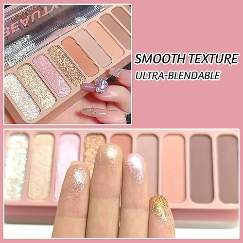 Miniatura 4 de Erinde Mini paleta de sombra de ojos de 9 colores, maquillaje de sombra de ojos mate y brillante, resistente al agua, ultra mezclable, aspecto