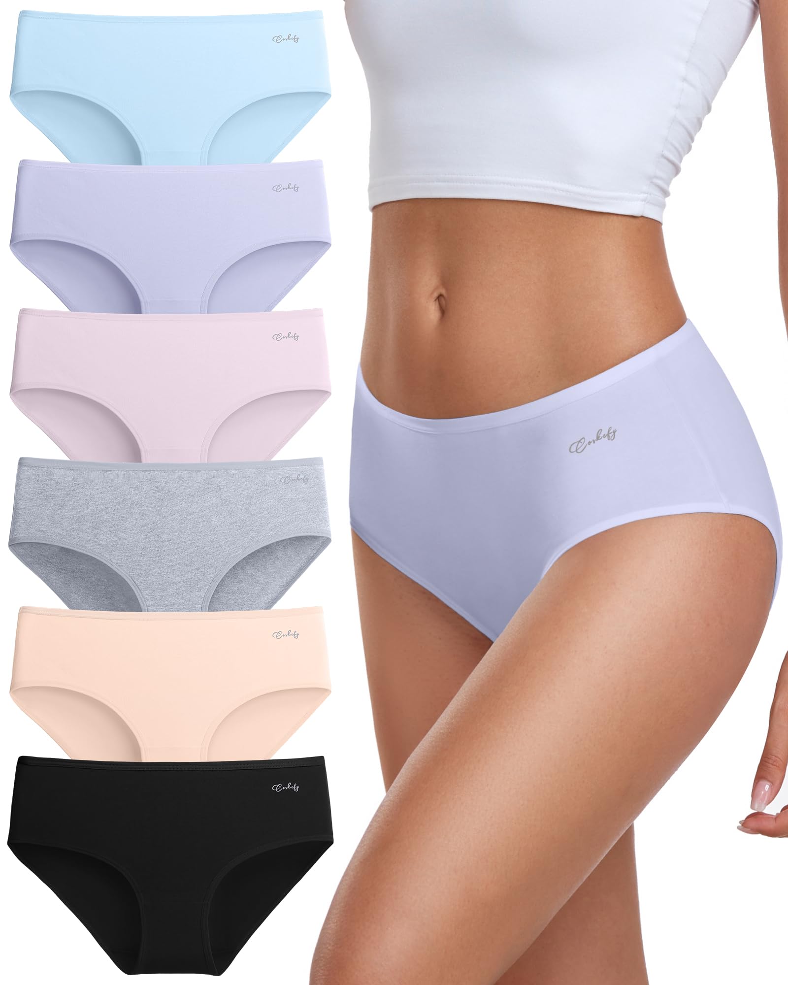 coskefy Unterhosen Damen, 6er Pack Slips Damen Baumwolle, Bequeme Frauen Unterwäsche, Atmungsaktiv Panties Weich