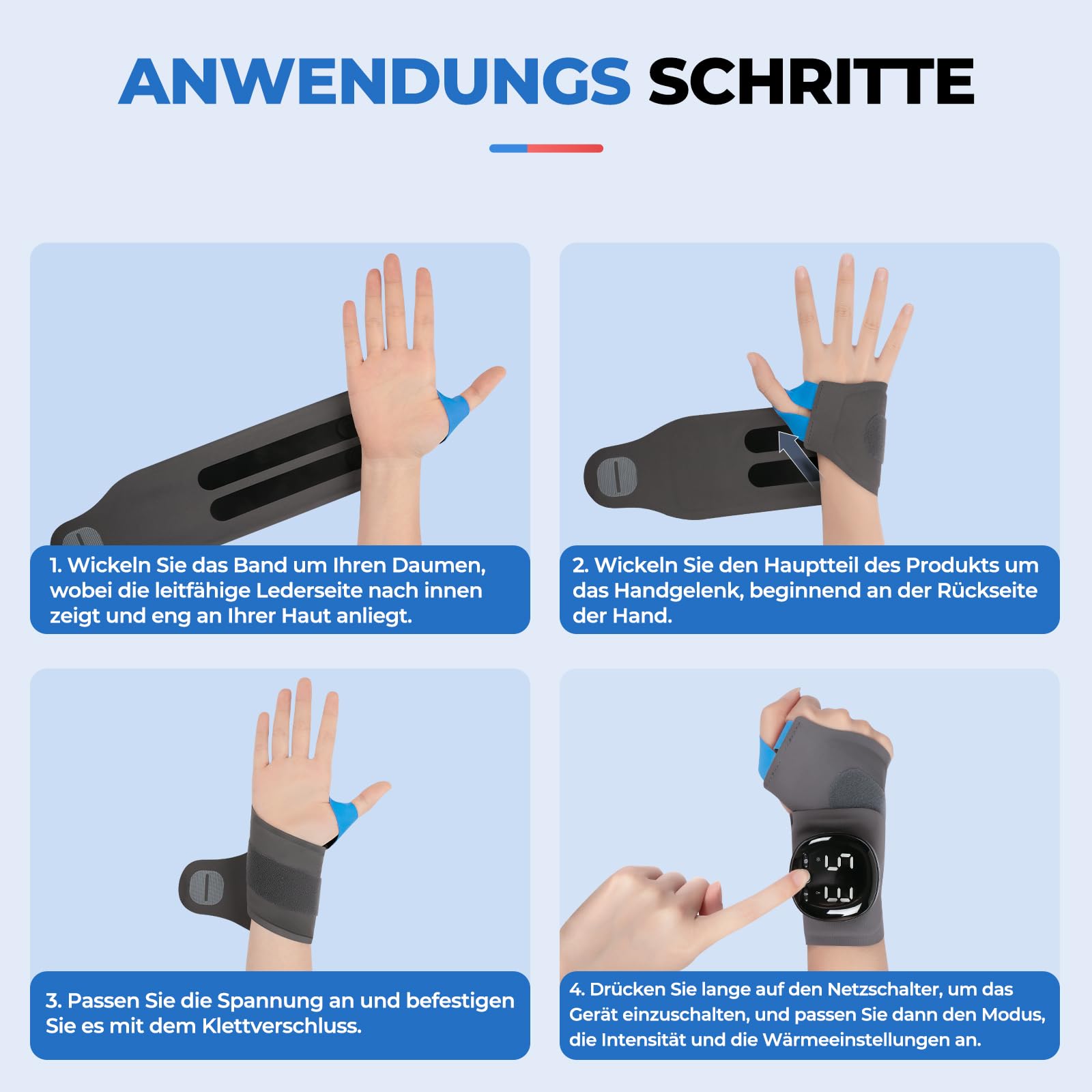 Elektrische Handgelenk Bandagen mit Wärme & Massage, M