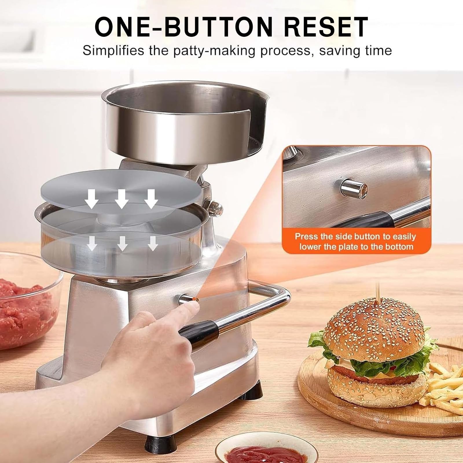 Burger Maker Set - Edelstahl Burger Presse High Yield Patty Maker - 150mm Pressdurchmesser für perfekt geformte Patties