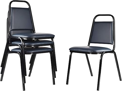 OEF Furnishings OEF9100 Series - Sillas de banquete de alta calidad (4 unidades, vinilo, azul medianoche, marco negro)