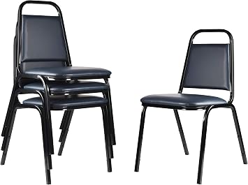 OEF Furnishings OEF9104-B/4 Banquet Chairs Premium Commercial Seating 4 Pack, Vinyl, Blue, Black Frame