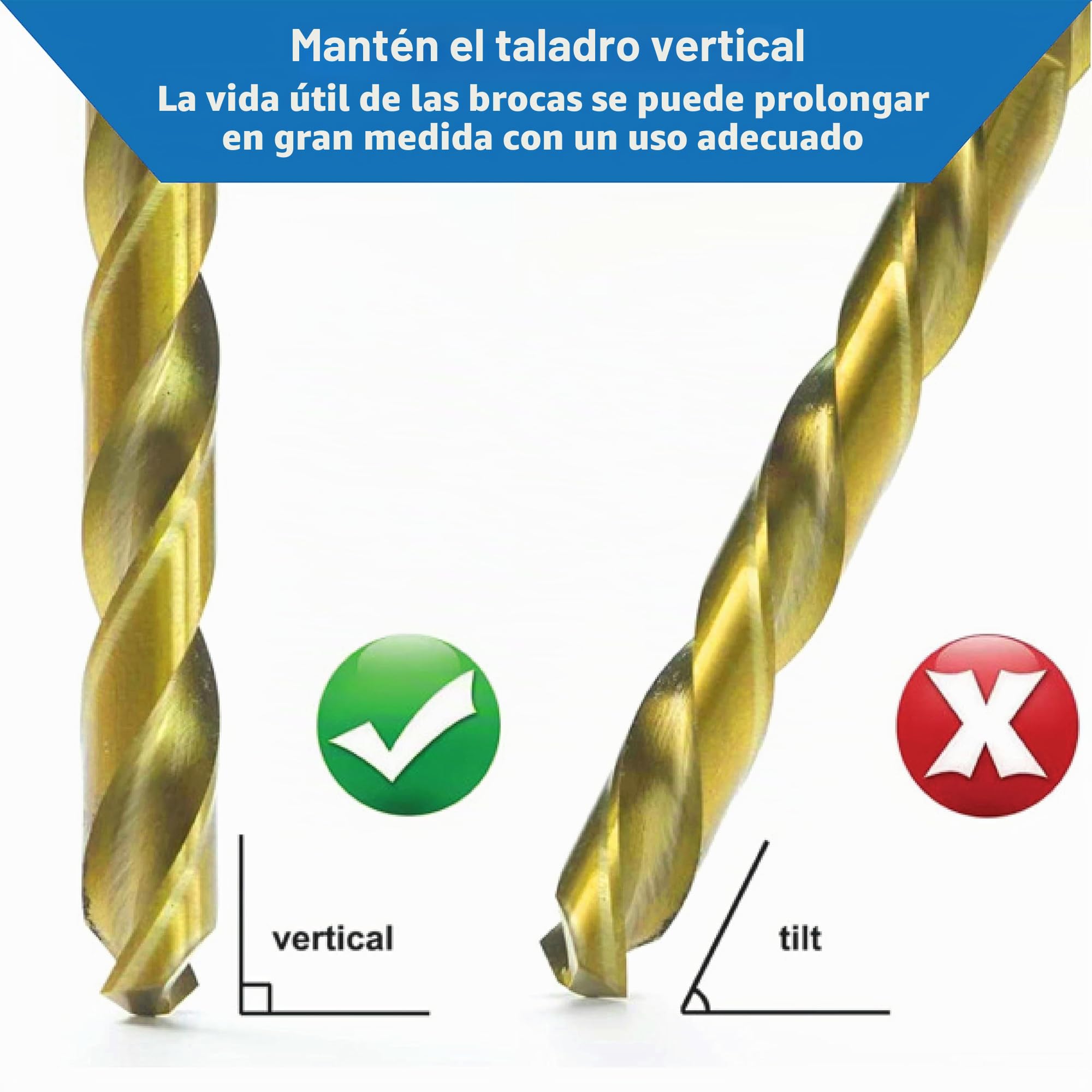 TJR® HSS TiN - Juego de 19 brocas helicoidales de 1 a 10 mm y 0,5 mm de escalones autocentrantes DIN 338 tipo N 118°, para acero inoxidable, acero, perfiles de aluminio con precisión de