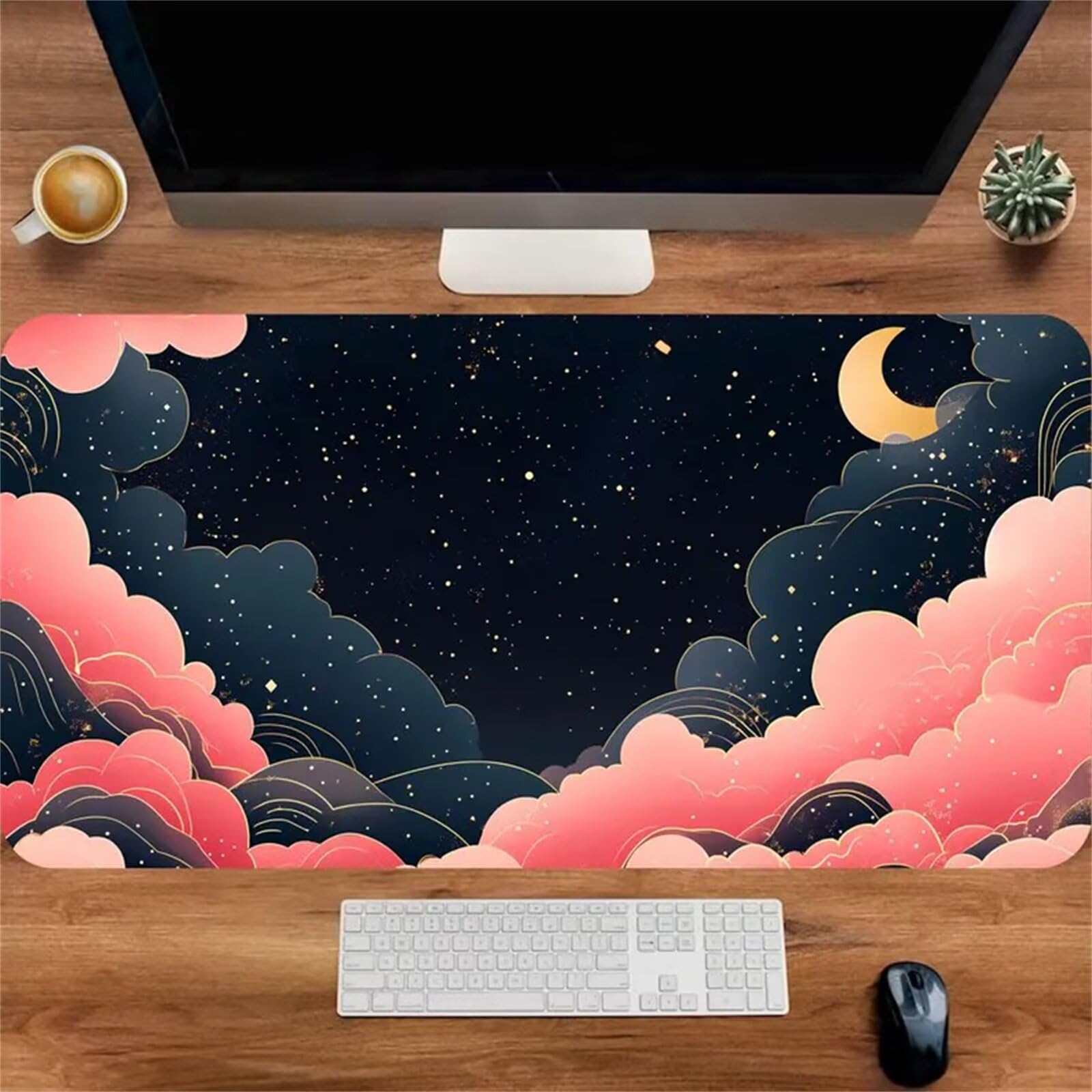 Tapis de souris gaming nuage rose 600x400x3mm antidérapant - 6