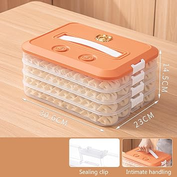 1/2/3/4 Tier Dumpling Box Storage Tray Food Container Box Freezer Dumpling Storage Case for Refrigerator and Kitchen