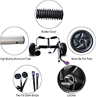 Vista 2 de Carrito de kayak Canoa Paddleboard SUP Trolley Carrier con ruedas no planas 100LBS Capacidad