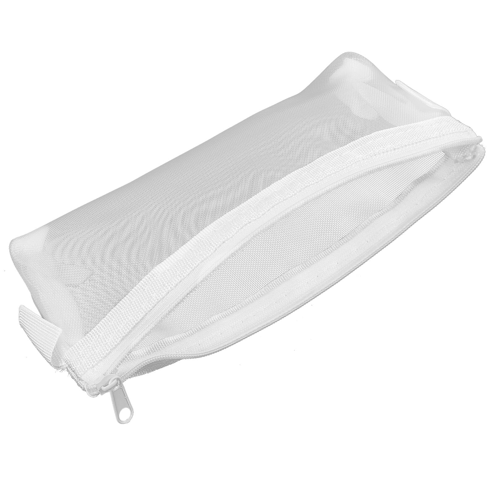 Mobestech Trousse à Stylos Transparente en Filet Fermeture Éclair, Grosse Capacité, Format Compact, pour Rangement Scolaire et Bureau, Pochette Organisée Pratique et Légère, 1 Pièce Blanche