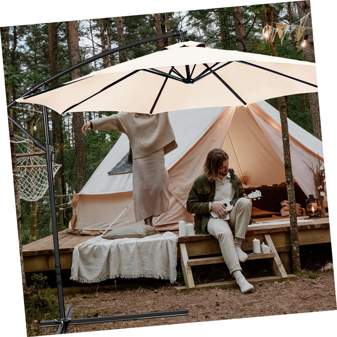 HANABASS Decorative Rain Umbrella Canopy Replacement for Outdoor Use Stylish Parasol Cover for Patios and Beaches Easy Setup and Maintenance Fits Ribs