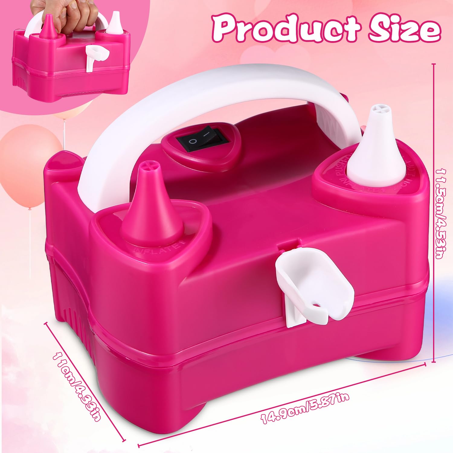 400W Pompe à Ballons électrique,Portable Double buse Gonfleur,Pompe à Air électrique Ballon Gonfleur Ballon Electrique Légère et Portable pour Les Ballons de Mariage la Décoration Festive