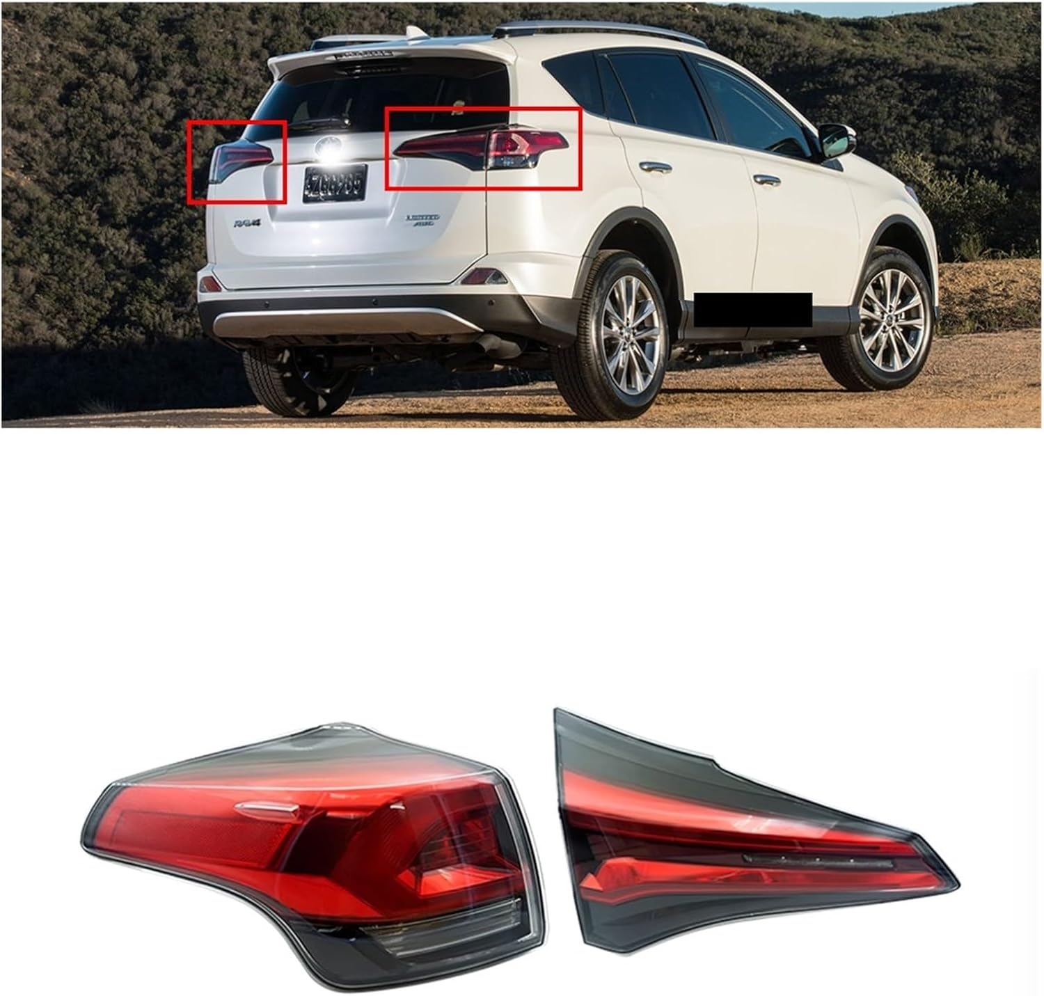 Car Taillight Cover Compatible For Toyota RAV4 2016 2017 2018 2019 Turn Signal Light Car Rear Lamp Shell Cover Accessories(Right-out)