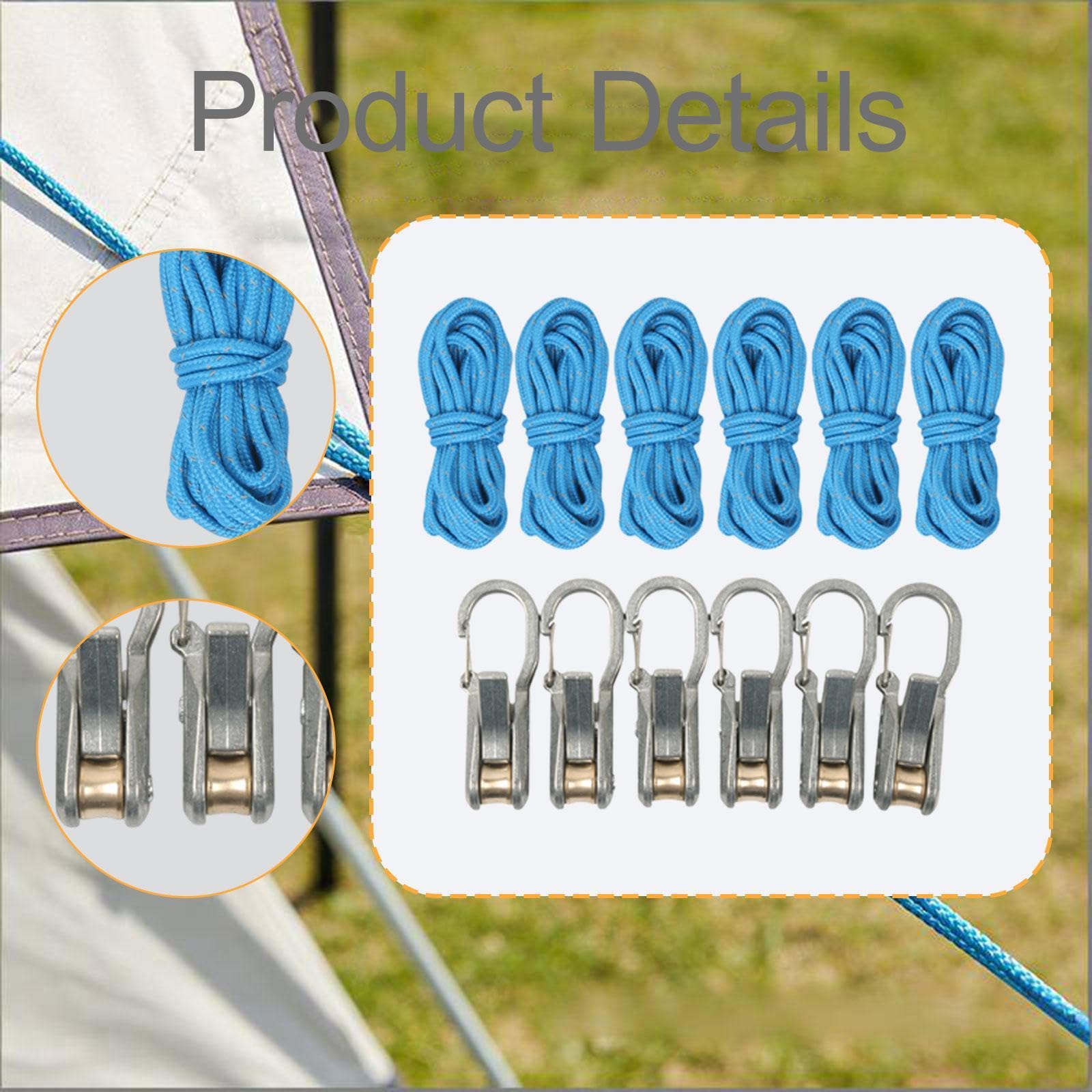 Kit di Accessori Tendicorda in 2 Pezzi, Rotolo di Paracord, Pratico, Sicuro, in Nylon, Acciaio Resistente, Adatto per Campeggio, Fissaggio Tende, Atti