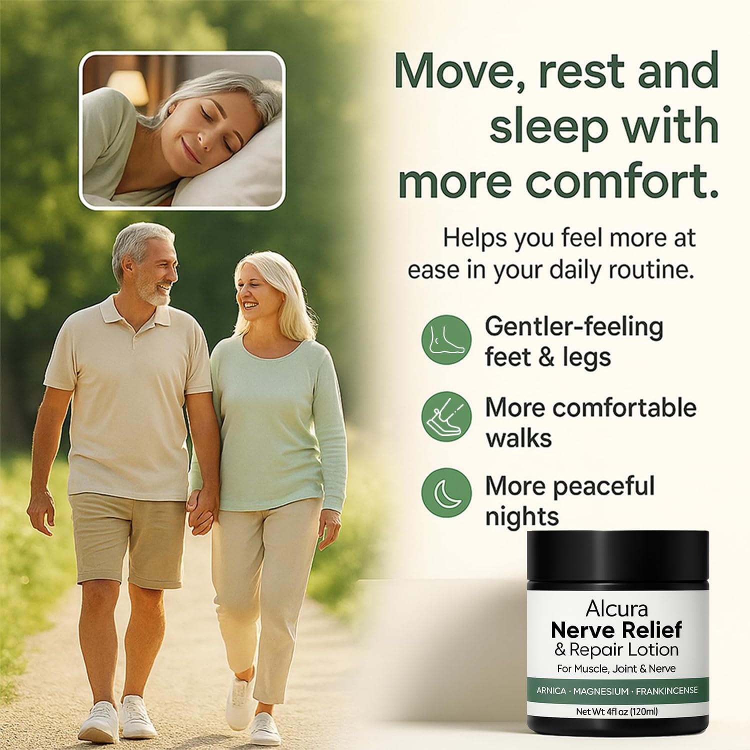 Alcura Nerve Cream, Alcuras Neuropathy Lotion with Arnica & Magnesium, Daily Soothing Moisturizing, Suitable for Knee, Lumbar, Joint, Neck, Hand and Foot 4 fl oz - Image 6