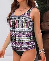 Vista 5 de Yonique Traje de baño tankini de 2 piezas para mujer, con control de abdomen, traje de baño atlético