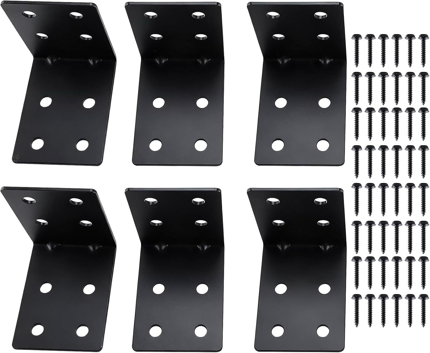 4"x4"x3-1/8 Heavy Duty L Bracket, 6pcs Corner Brace for Shelf Countertop Support, 90 Degree Reinforced Angle Brackets for Wood Furniture Deck Fence Pergola, Thickness 1/8"