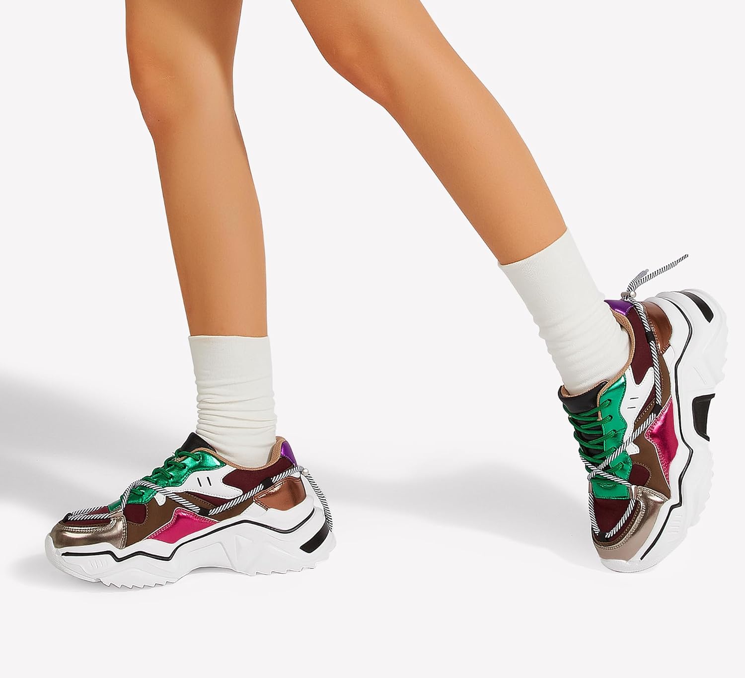 LUCKY STEP Women's Platform Colorful Fashion Sneakers Retro Colorblock Stylish Cute Chunky Dad Walking Shoes - Image 8