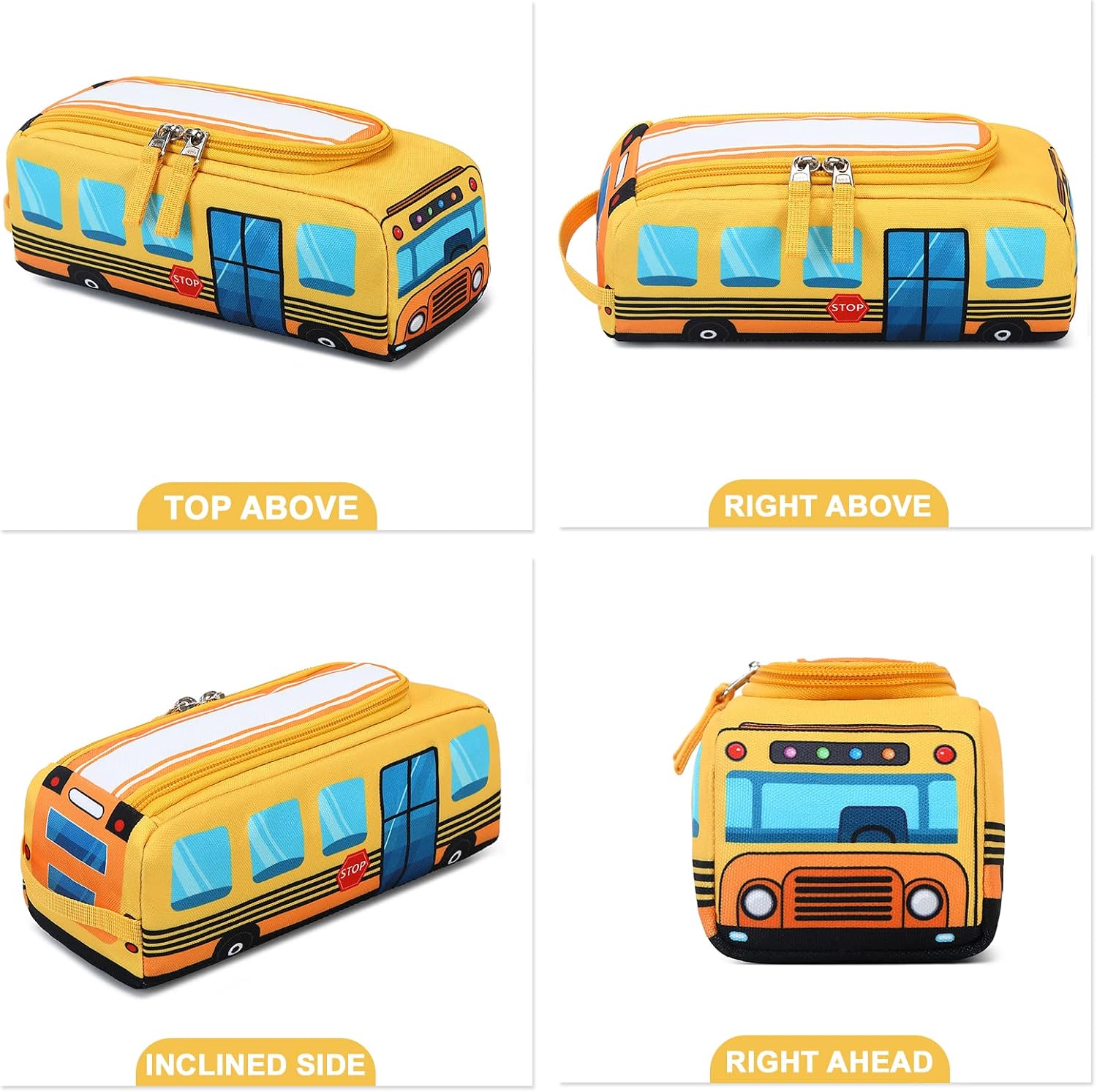 LEDAOU Cute Pencil Case for Kids Girls Boys Pencil Pouch kawaii Pen Pencil Box Bag Holder for School Students (Yellow School Bus)