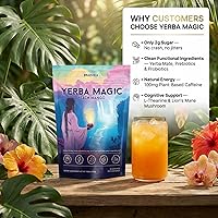 Vista 10 de Yerba Magic - Yerba Mate Tea - Super bebida instantánea en polvo con nootrópicos, prebióticos y probióticos, energía limpia, claridad mental