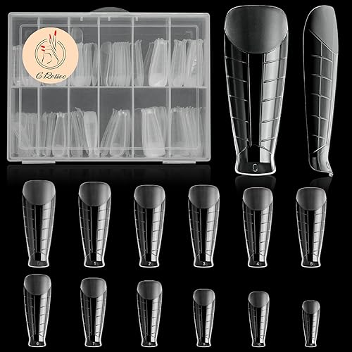 C12rtive 120 formas de uñas de polietileno de extensión en forma de T, moldes reutilizables de cobertura completa, 12 tamaños para pegamento de gel