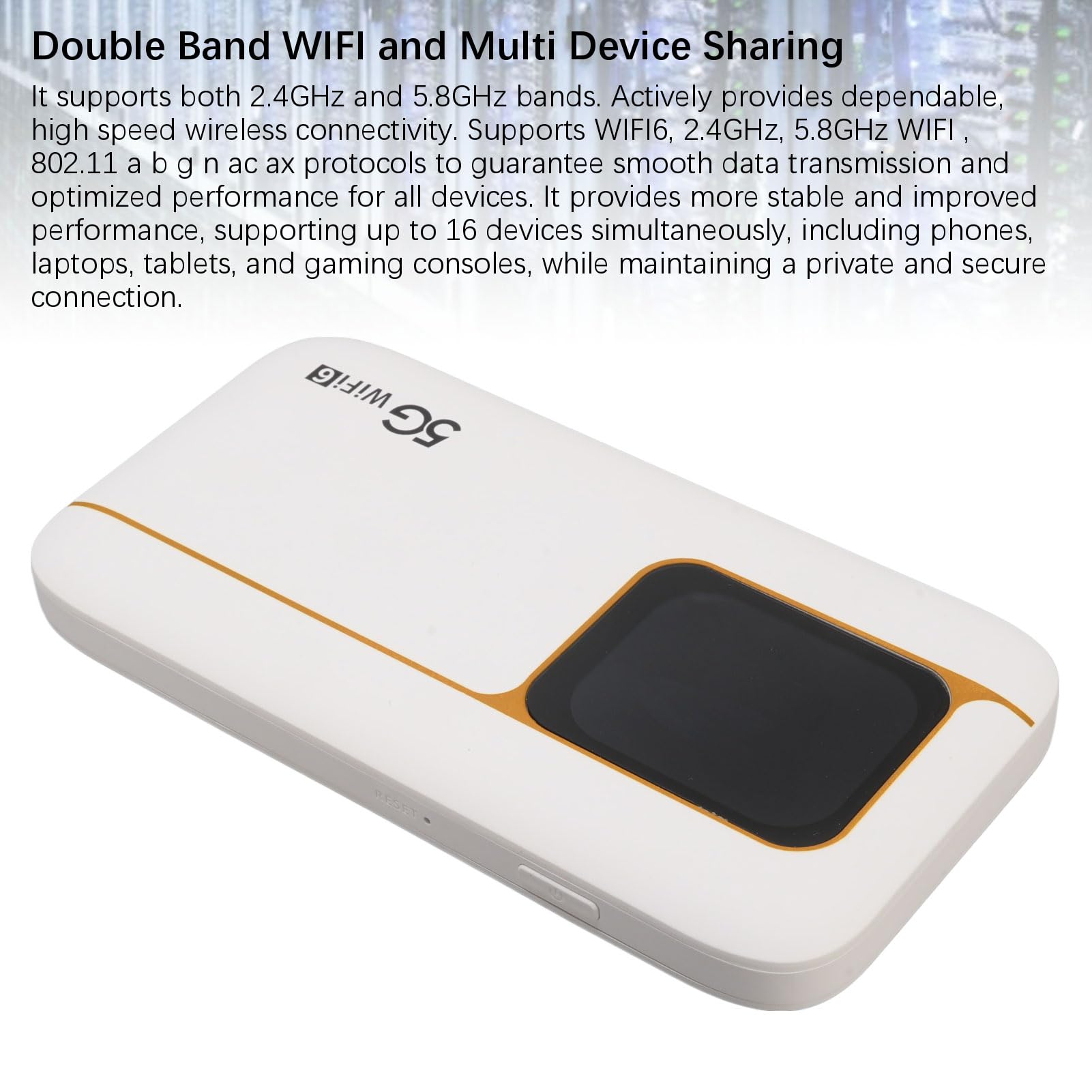 Router Portatile WiFi 6 Hotspot Mobile 5G, Touch Screen da 2,01 Pollici Batteria Grande da 7100 MAh con Slot per Scheda SIM, Supporta 16 Dispositivi per la Casa e il Viaggio