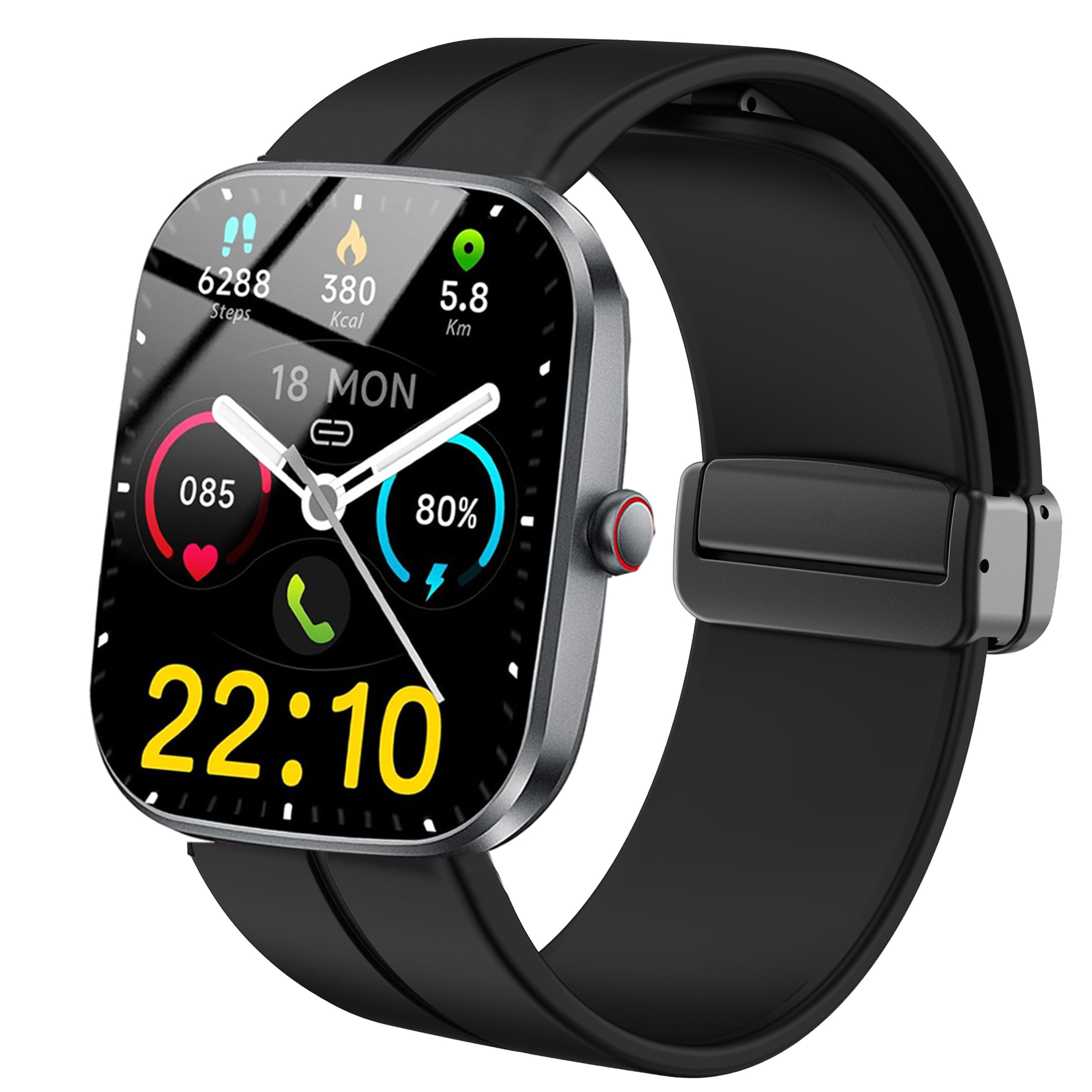 for T70 Smartwatch 1.91 Inch Band, Soft Silicone Magnetic Buckle Sport Wristband Replacement Straps Compatible with Kuizil T70 / WeurGhy T70 / Csasan T70 Smart Watch 1.91 Inches Black