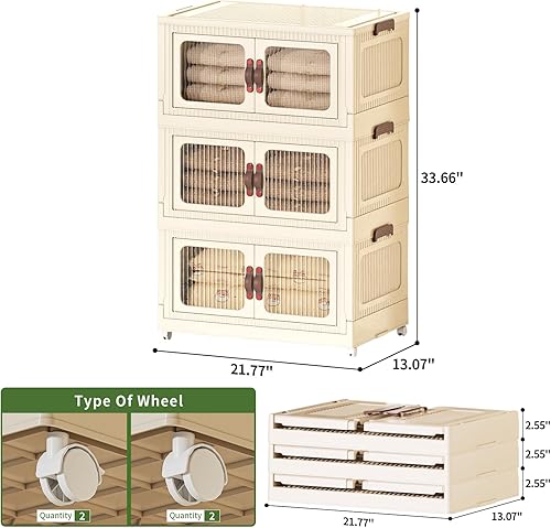 Miniatura 9 de villertech Contenedores de almacenamiento apilables de 104 cuartos de galón, caja de almacenamiento plegable con tapas y puertas, contenedores de