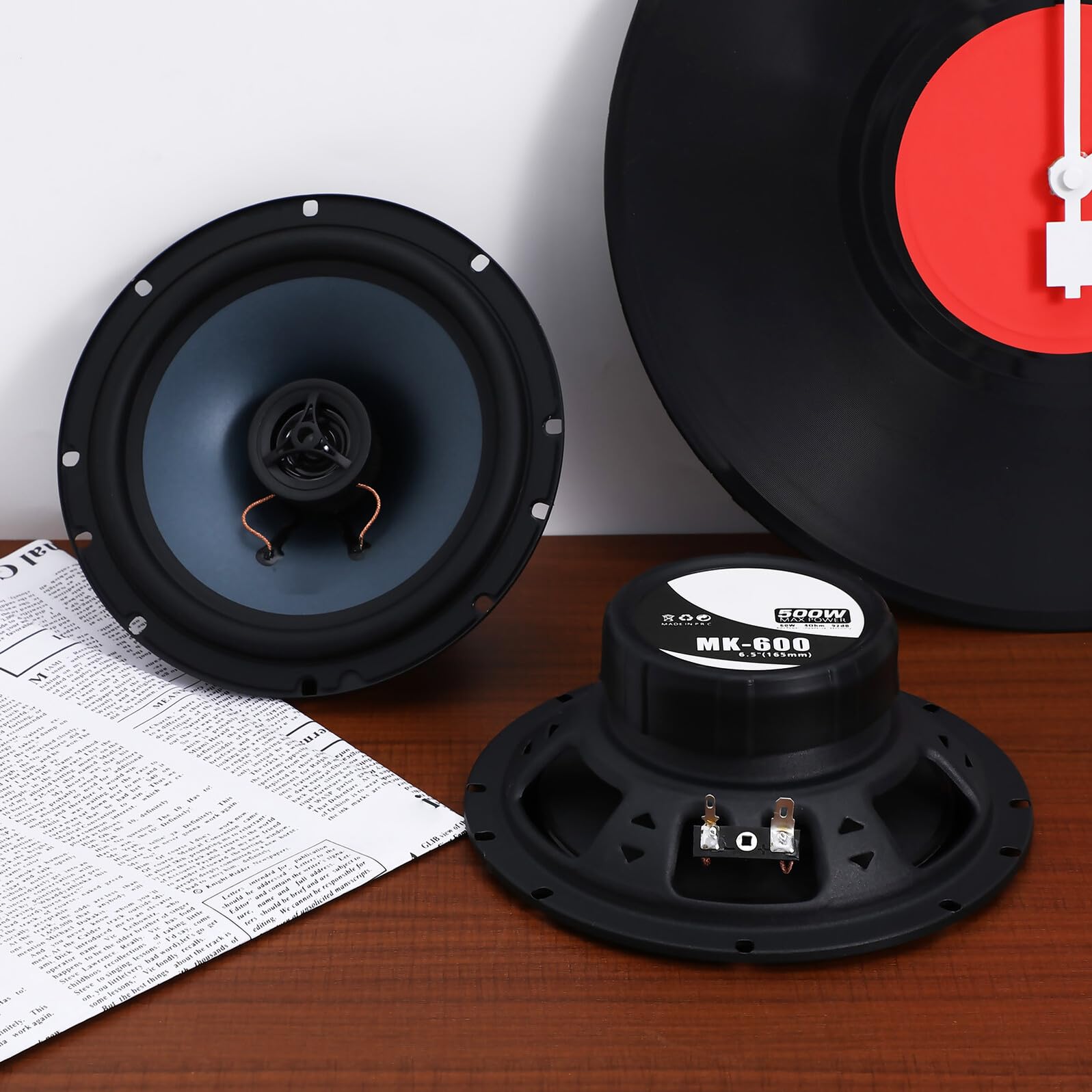 ifundom Altavoces Coaxiales para Coche 6.5 Pulgadas Alta Potencia Plástico Negro Sonido Nítido Subwoofer Amplificador para Audio Automotor Equipo Sonido Vehículo