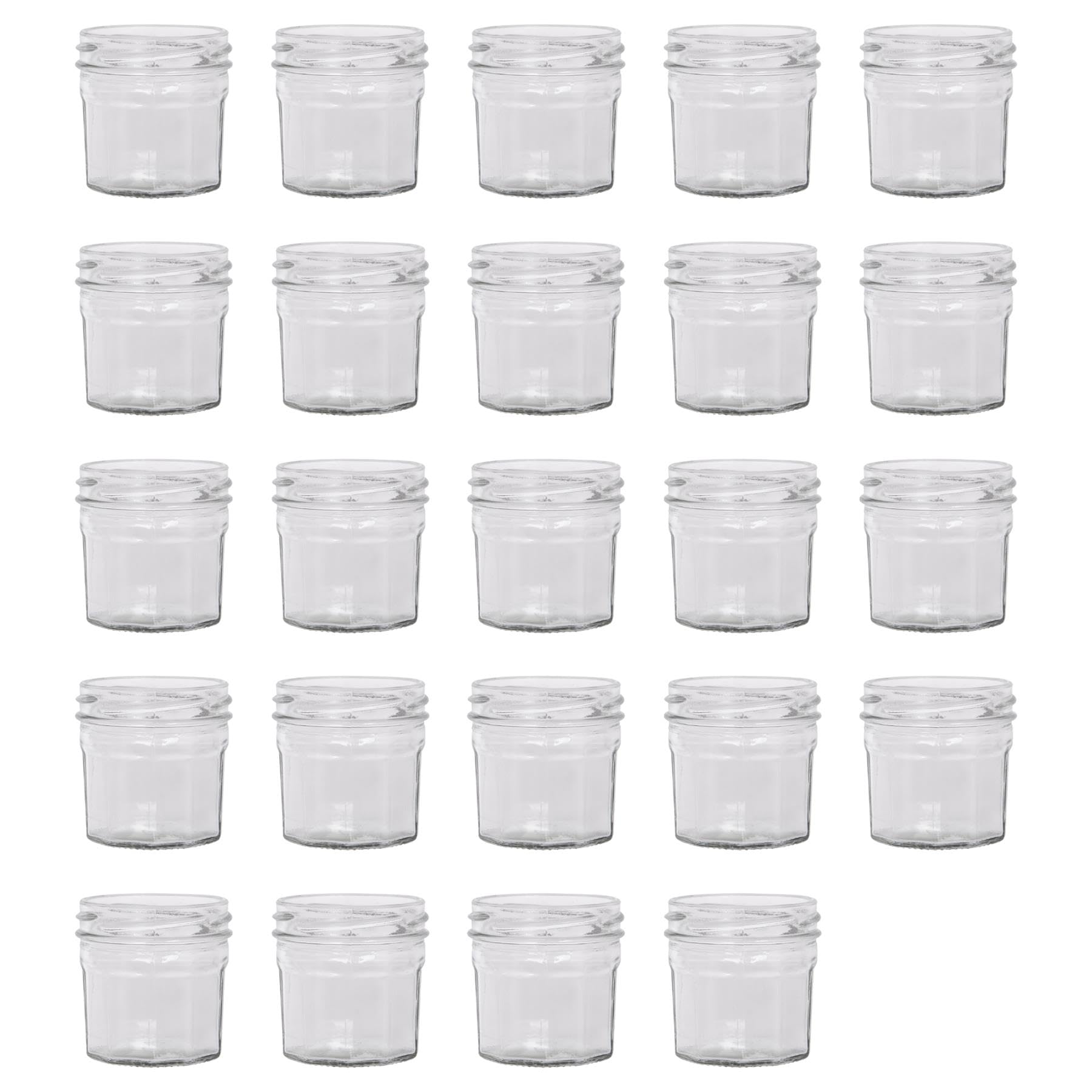 Argon Tableware No Lid Glass Jam Jars - 90Ml - Pack Of 24 - Empty Screw Top Kitchen Storage Jar For Food, Honey, Spice, Pickling, Preserving, Candle Making