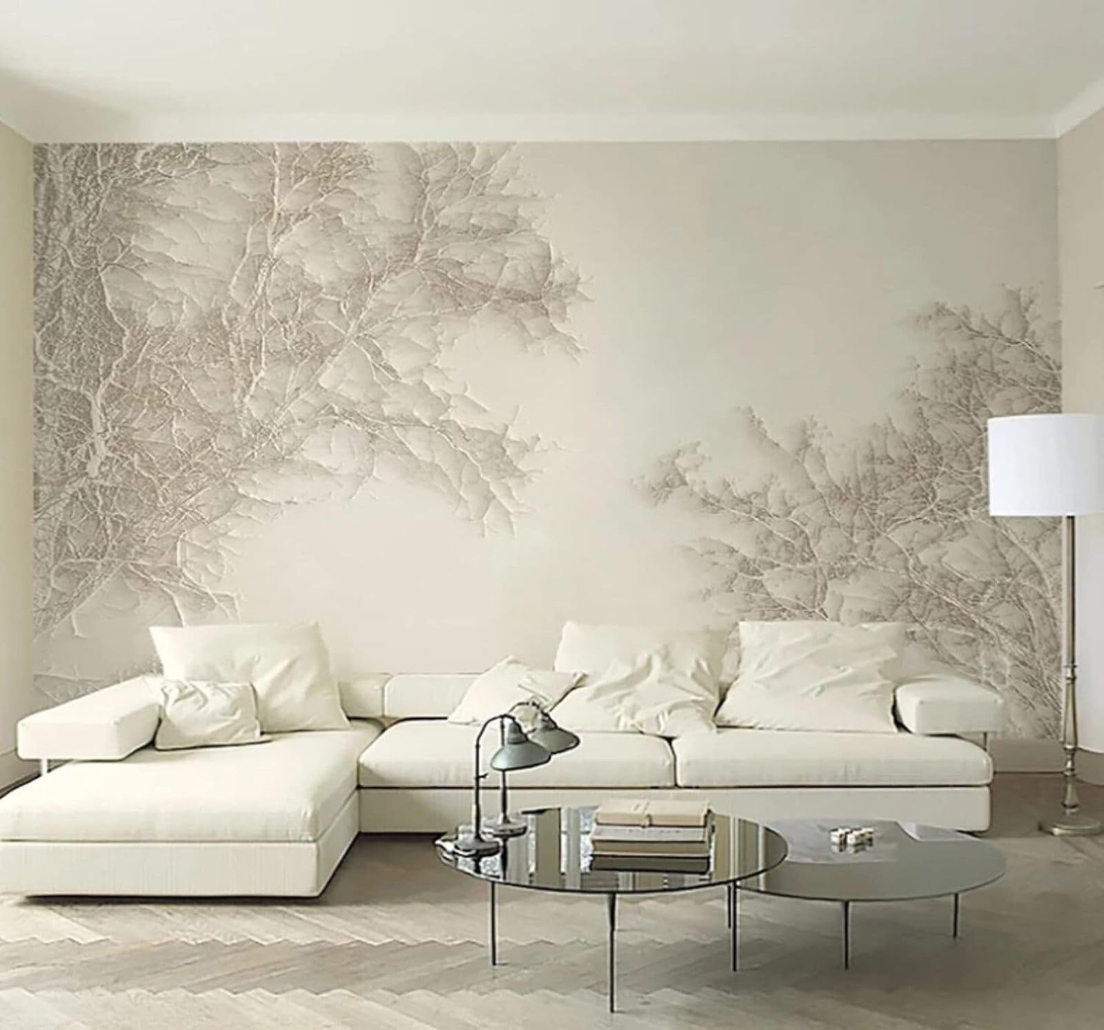 XLMING Minimalist Creative Embossed Branches Forest 3D Wallpaper Luxury Silk Study Dining Feature Sofa Grey Bedroom Living Room Tv Decorative Wall-400cm×280cm