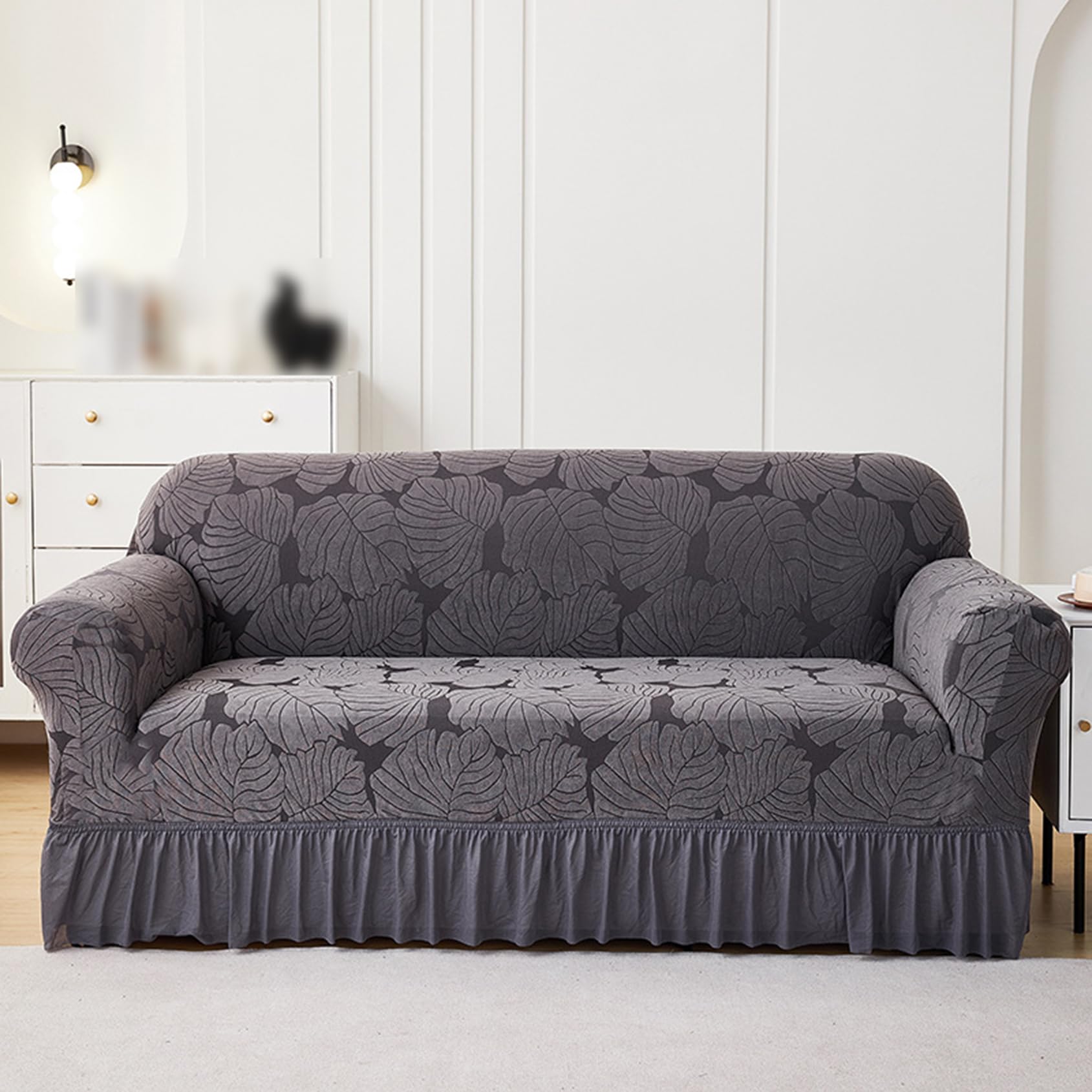 Pers F Sofa Cover, 1/2/3/4 Seater Sofa Slipcover All-Inclusive Stretch Sofa Covers Dustproo Washable Sofa Slipcovers With Skirt Or Living Room Home Decor(Size:3 Seater(190-230Cm),Color:f)