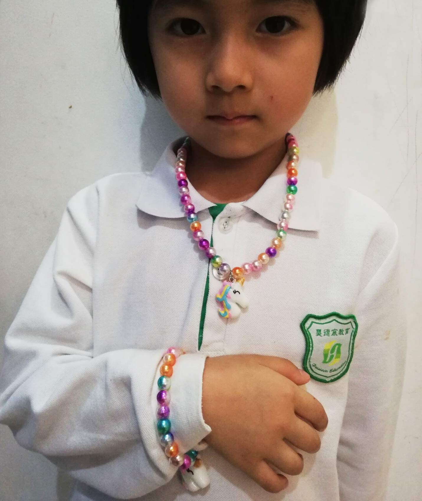 Set Gioielli Bambina Con Unicorno - Bracciale E Collana In Legno, Regalo Per Ragazze 3-7 Anni - Foto 10