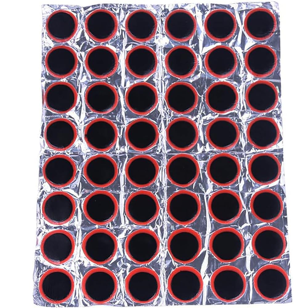 Kit di 48 toppe per pneumatici di bicicletta, resistenti, 25 mm, impermeabili, rotonde, in gomma, kit di riparazione per pneumatici di biciclette, portatili, per pneumatici di biciclette,