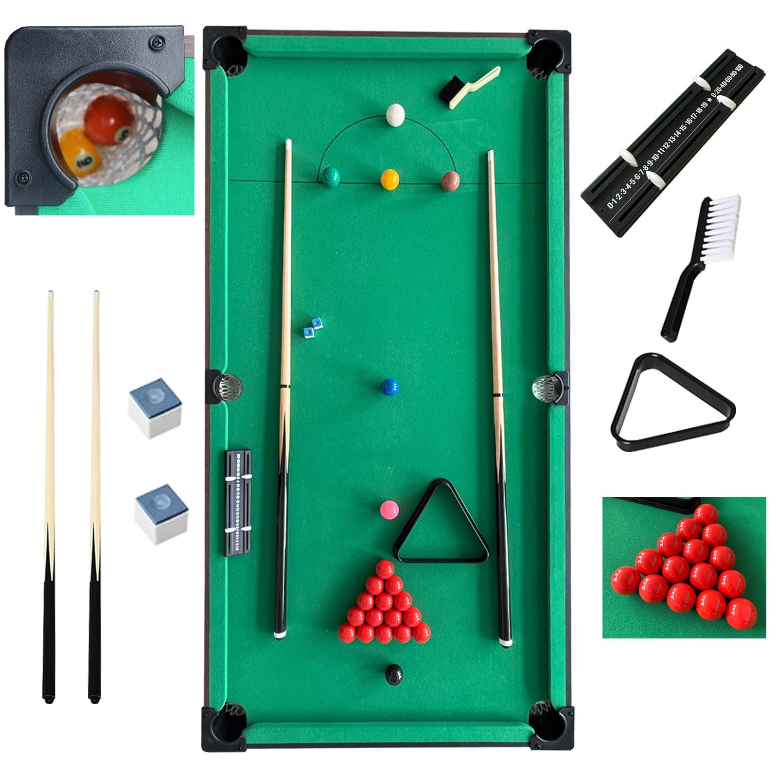 6FT Poolbillardtisch Klappbarer Snookertisch Billardtisch mit sämtlichem Zubehör für Kinder und Erwachsene
