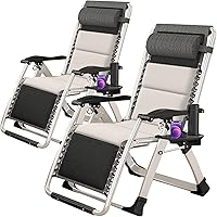 Vista 24 de MOPHOTO Silla de Gravedad Cero, Silla de Salón Acolchada para Exterior con Mesa Lateral, Silla Reclinable de Gravedad Cero, Silla Reclinable