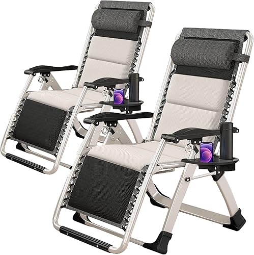 Miniatura 24 de MOPHOTO Silla de Gravedad Cero, Silla de Salón Acolchada para Exterior con Mesa Lateral, Silla Reclinable de Gravedad Cero, Silla Reclinable