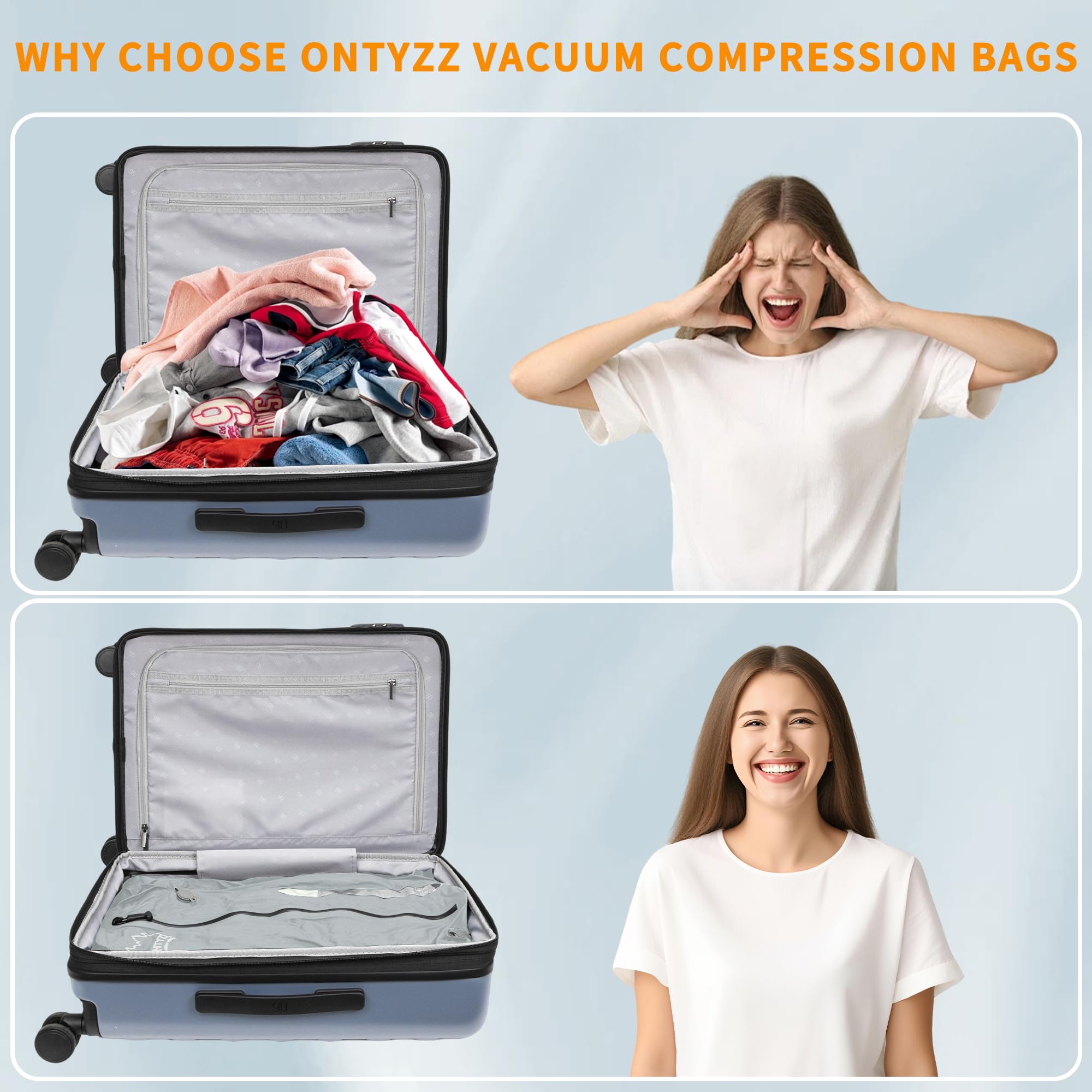 Bolsas de Vacío para Ropa Reutilizable TPU Bolsas Vacio Ropa Viaje con Cremallera Impermeable Organizadores para Maletas para Maleta Mochila Equipaje de Mano Bolsas Ahorradoras de Espacio