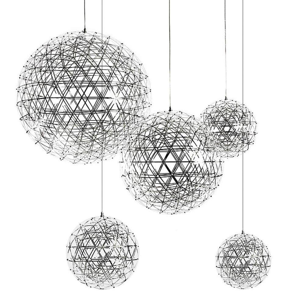 Lustre style feu d'artifice industriel en acier brossé d'architecte - 8