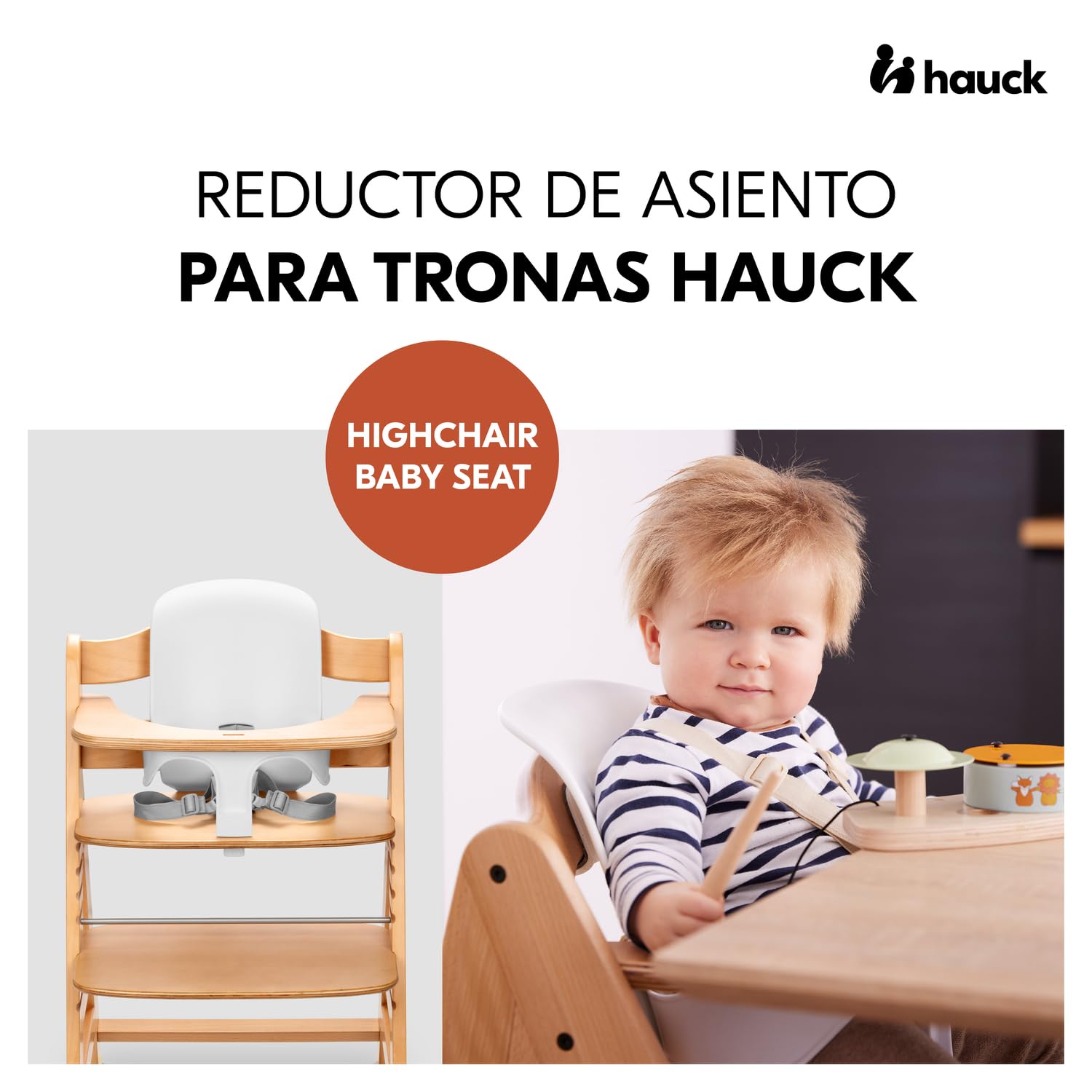 hauck Reductor de trona para bebé Alpha+, Beta+ y Arketa – A partir de 6 meses – Reductor de trona evolutivo ergonómico y ajustable – Montaje sin herramientas – Blanco