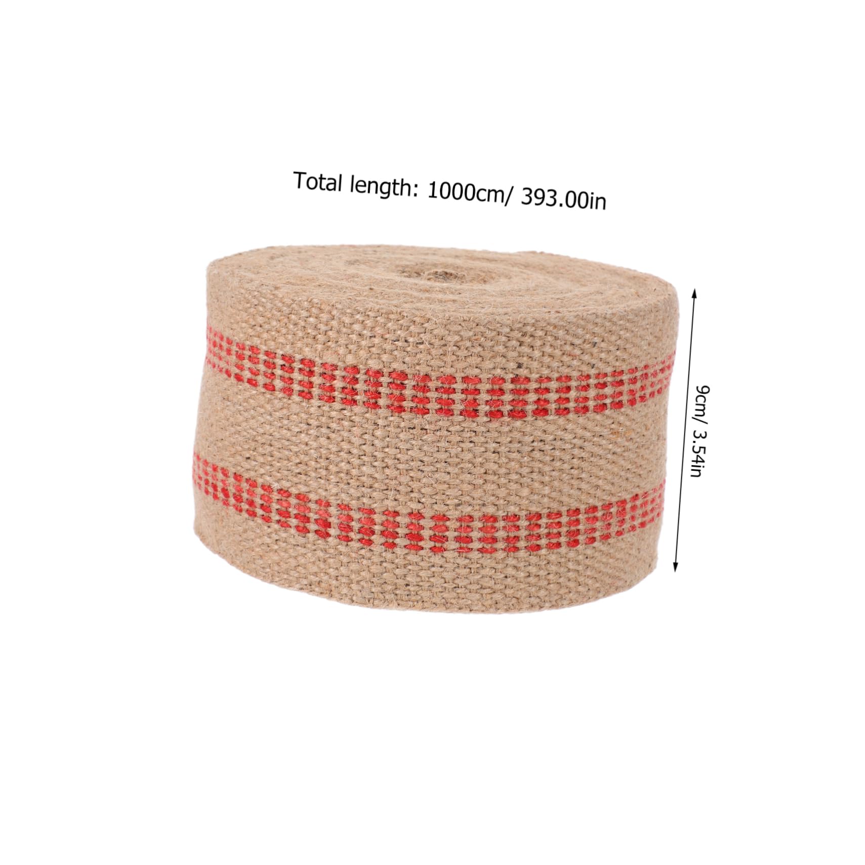 LALAFINA Jute Gurtband mit Roten Streifen für Polsterstoff und Handgefertigte Projekte Juteband mit Natürlicher Textur und Hoher Festigkeit für Vielseitige Anwendung