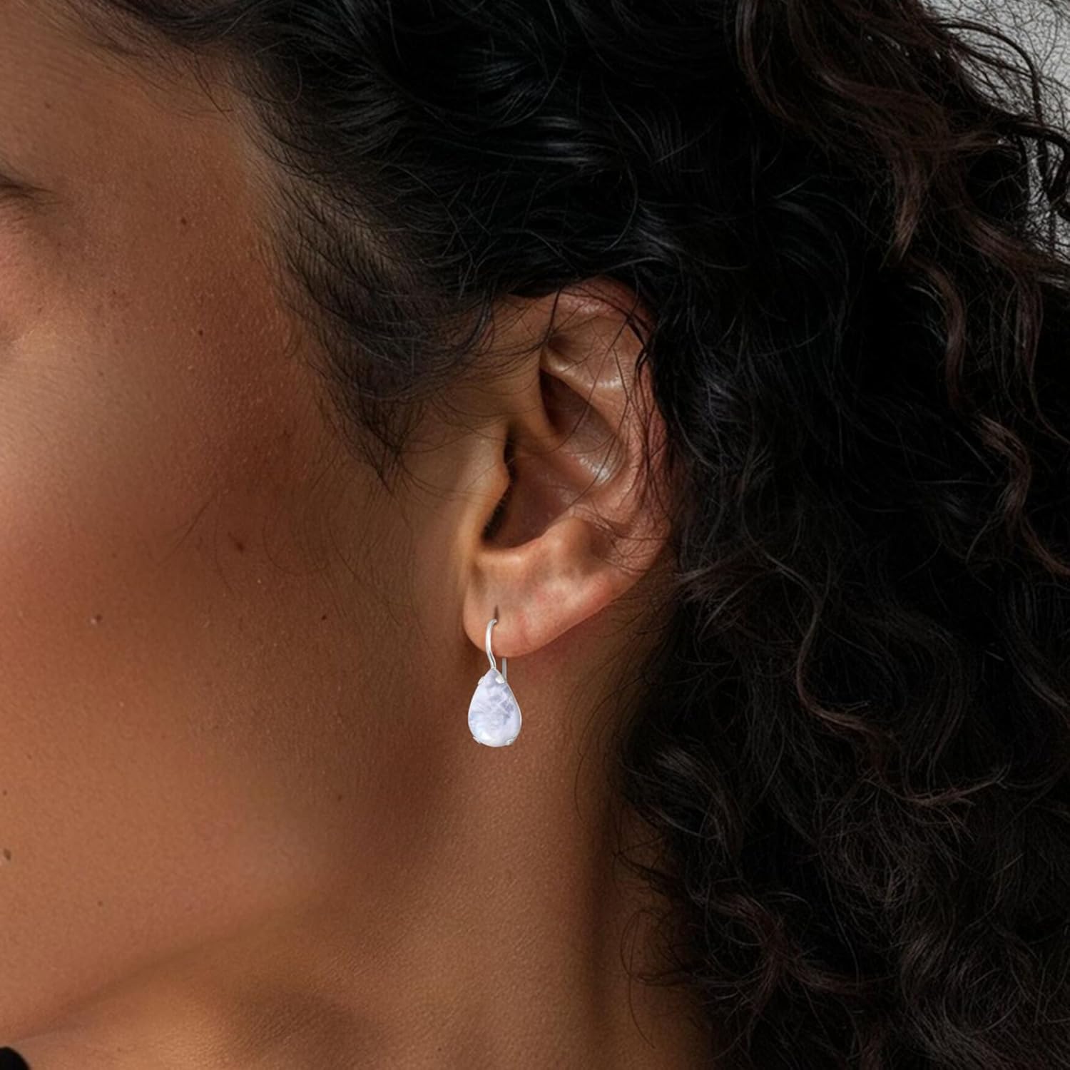 925 Sterling Silver Gemstone Teardrop Earrings – Small Dainty Birthstone Earrings for Women - Silver Dangle Earrings - Image 3