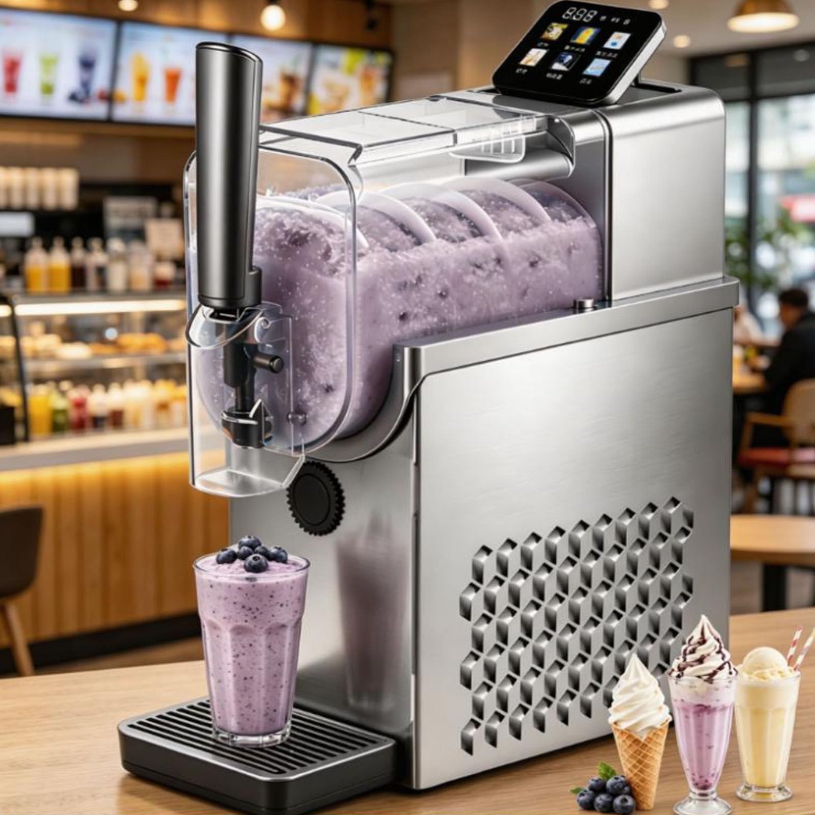 SICWEDIM 215w Slushie Maker,Slushy & Cold Drink Machine,215w Soft Serve Ice Cream Maker,No Ice Needed,2300ml,4 Presets,Self Cleans,12-Hour Continuous