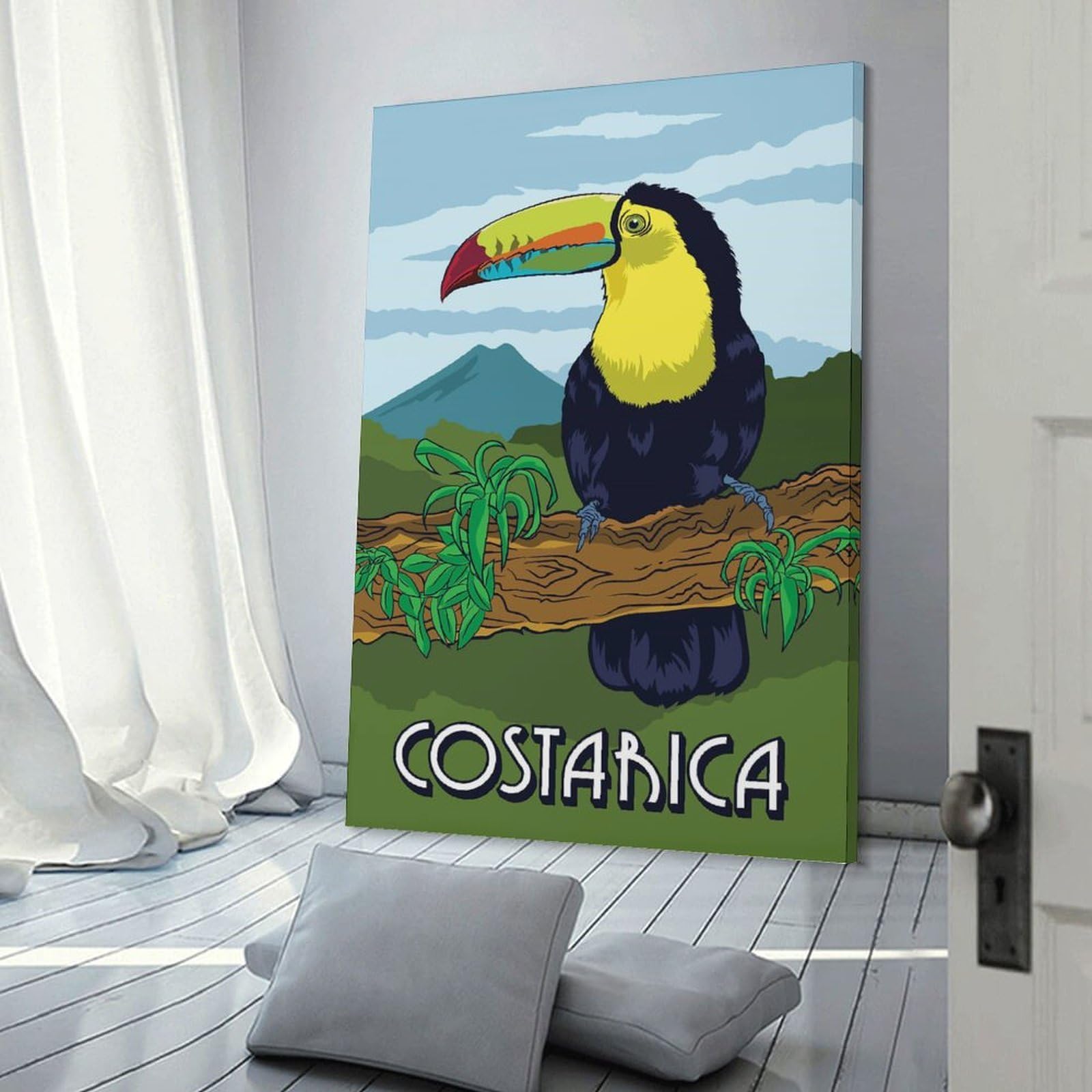 Junmoney Room Decor Wall Art Costa Rica, 20x30inch(50x75cm), for Office Decor, Home Working Or Creative Rooms, An Interior Accent for Desk Areas