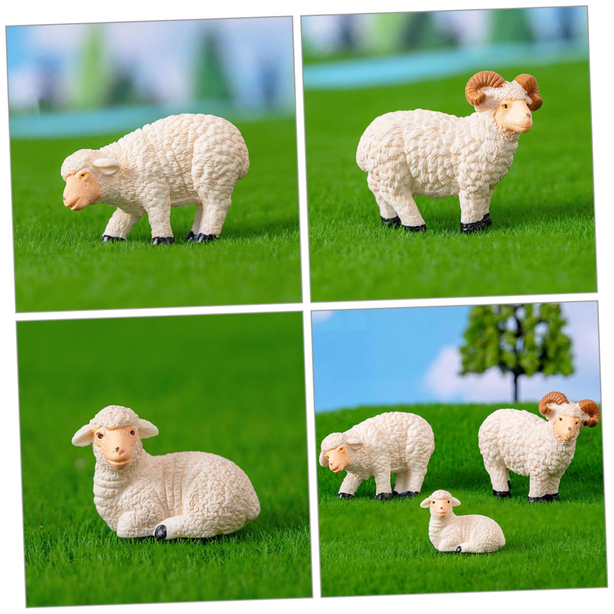 30 Mini Statuette Di Pecore Bianche In Resina BLMHTWO - 1,6x2,1 Cm - Per Decorazioni Giardino, Torte, Casa Delle Bambole E Paesaggi Fai Da Te - 2