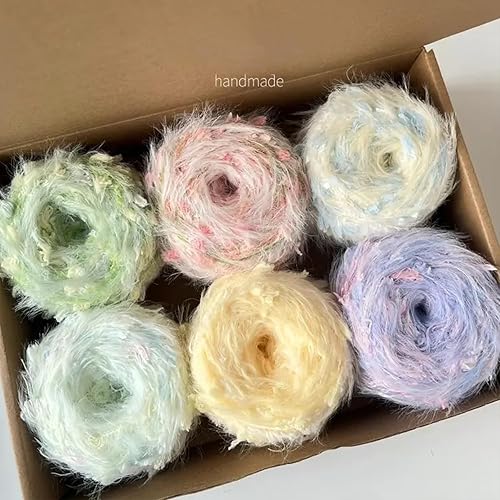 WnYYUS Hand Spun Art Yarn 4 Pack of 50g/Skein with Hand Blended Colorful Handmade for Jewelry Making, Junk Magazines Knitting Crafts Textile Decorative Tassels Card Making (Blind Box)