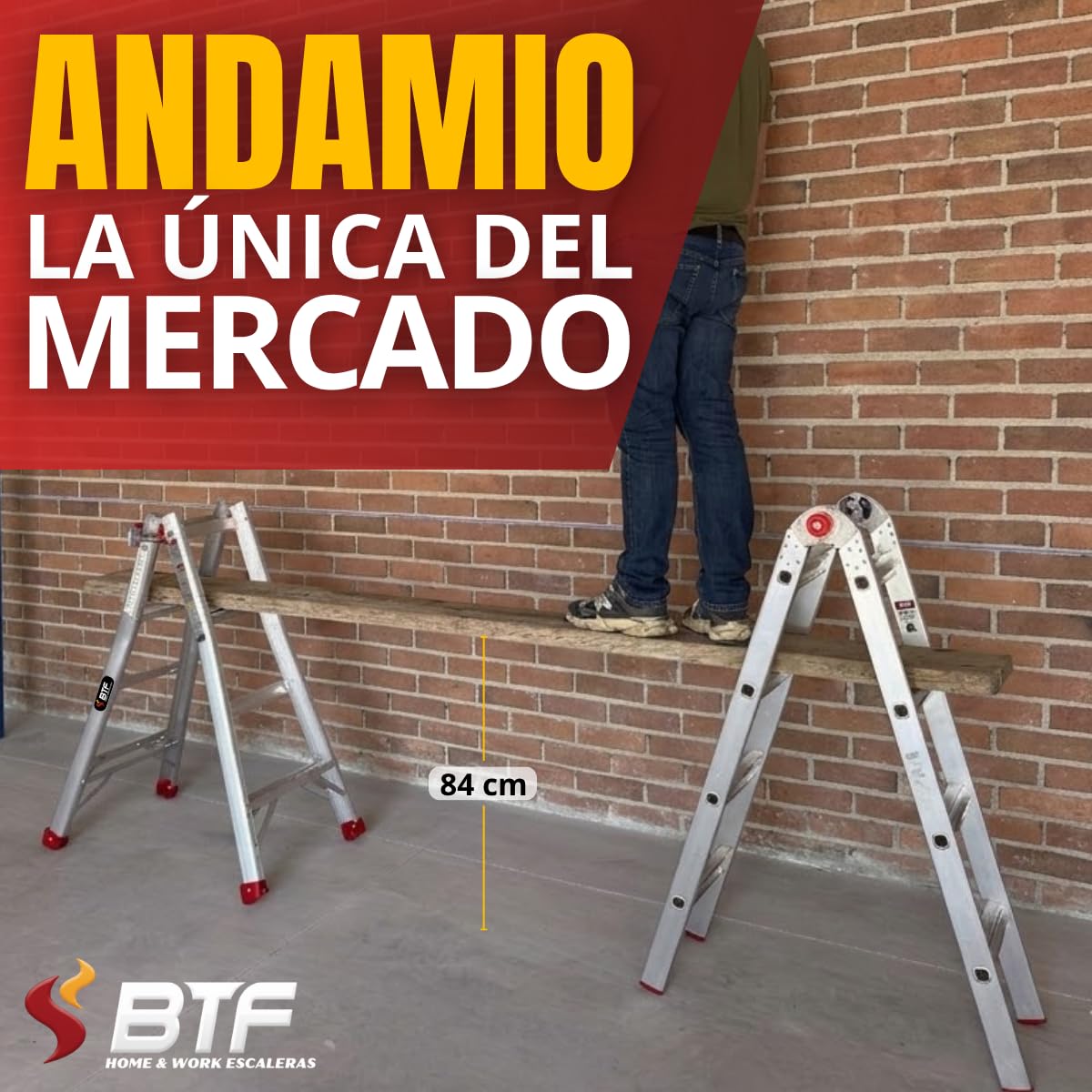 Escalera Telescópica Plegable de Aluminio | Multifuncional en Tijera y Apoyo | Certificación EN131, Carga 150 kg. Ligera, Segura y Portátil para Uso Profesional (4x4PRO)